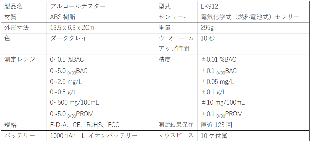 アルコールチェッカー EK912