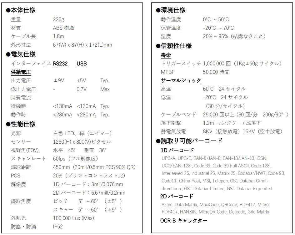 バーコードリーダー DDG175